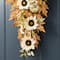 Glitzhome® 28" Fall Neutral Sunflower, Pumpkin and Leaf Swag